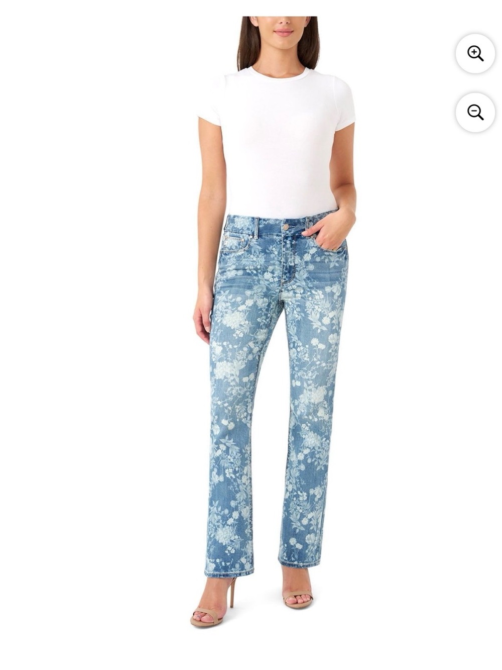 Seven7 Women’s Tummyless Bootcut Straight Floral Cotton Denim Jeans Size 6